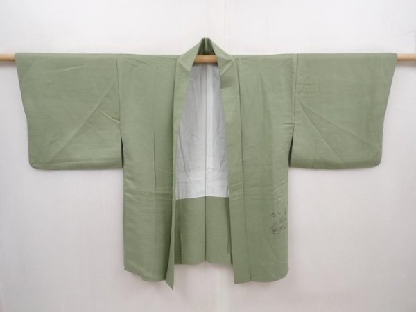Photo5: 6120T02z510 Vintage Japanese Kimono Silk HAORI Trees Pistachio green (5)
