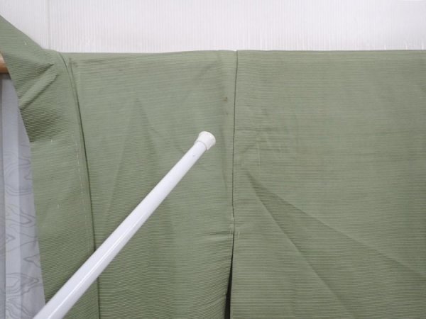 Photo6: 6120T02z510 Vintage Japanese Kimono Silk HAORI Trees Pistachio green (6)