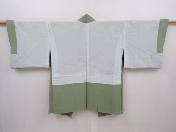 Photo7: 6120T02z510 Vintage Japanese Kimono Silk HAORI Trees Pistachio green (7)