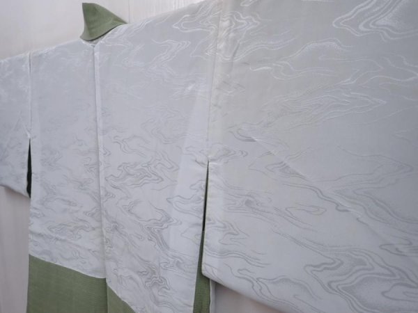 Photo8: 6120T02z510 Vintage Japanese Kimono Silk HAORI Trees Pistachio green (8)