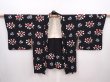 Photo5: 6120T03z590 Vintage Japanese Kimono Silk HAORI Butterfly Black (5)