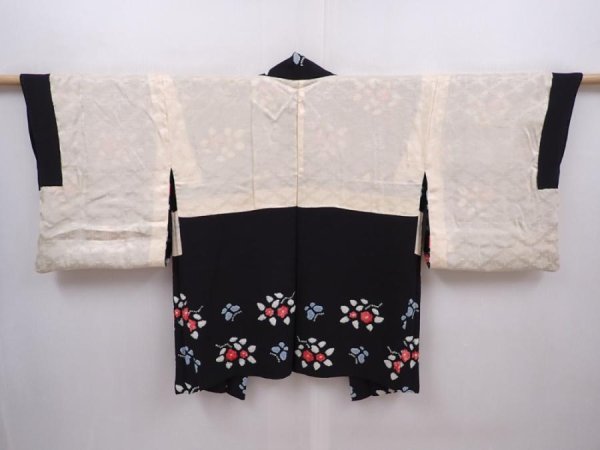 Photo7: 6120T03z590 Vintage Japanese Kimono Silk HAORI Butterfly Black (7)