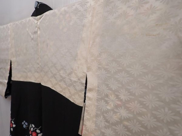 Photo8: 6120T03z590 Vintage Japanese Kimono Silk HAORI Butterfly Black (8)