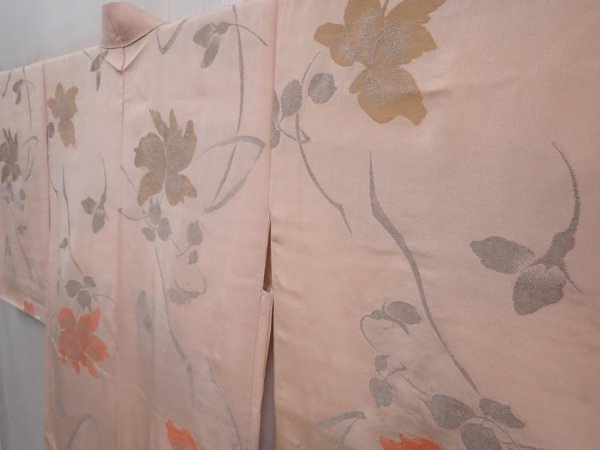 Photo2: 6120T05z660 Vintage Japanese Kimono Silk HAORI Flower Pink (2)