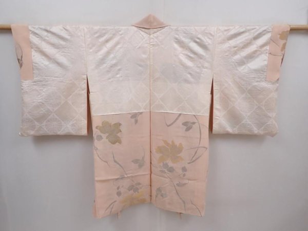 Photo7: 6120T05z660 Vintage Japanese Kimono Silk HAORI Flower Pink (7)