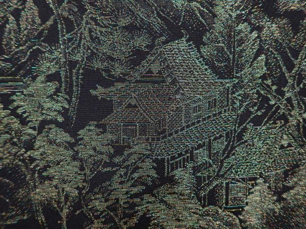 Photo4: 6120T06z750 Vintage Japanese Kimono Silk HAORI Scenery Black (4)