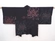 Photo1: 6120T07z580 Vintage Japanese Kimono Silk HAORI Flower Black (1)