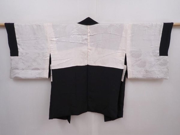 Photo6: 6120T07z580 Vintage Japanese Kimono Silk HAORI Flower Black (6)