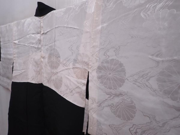 Photo7: 6120T07z580 Vintage Japanese Kimono Silk HAORI Flower Black (7)
