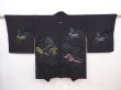 Photo1: 6120T08z480 Vintage Japanese Kimono Silk HAORI Scenery Black (1)
