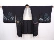Photo6: 6120T08z480 Vintage Japanese Kimono Silk HAORI Scenery Black (6)