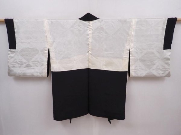 Photo7: 6120T08z480 Vintage Japanese Kimono Silk HAORI Scenery Black (7)
