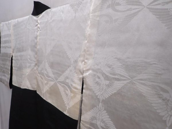 Photo8: 6120T08z480 Vintage Japanese Kimono Silk HAORI Scenery Black (8)