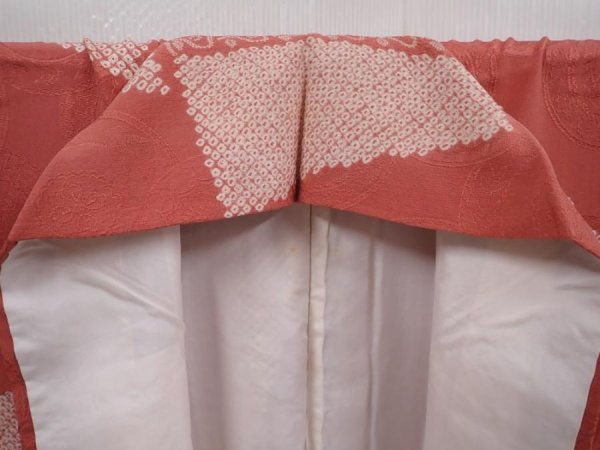 Photo7: 6120T09z790 Vintage Japanese Kimono Silk KOMON  Dark coral (7)