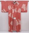 Photo8: 6120T09z790 Vintage Japanese Kimono Silk KOMON  Dark coral (8)