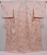 Photo1: 6120T10z850 Vintage Japanese Kimono Silk KOMON Flowers Pink (1)