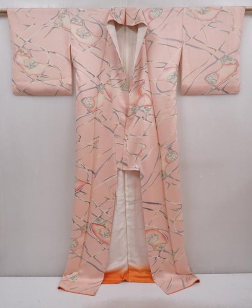 Photo8: 6120T10z850 Vintage Japanese Kimono Silk KOMON Flowers Pink (8)