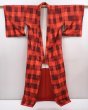 Photo8: 6120T11z790 Vintage Japanese Kimono Silk TSUMUGI  Orange-Red (8)
