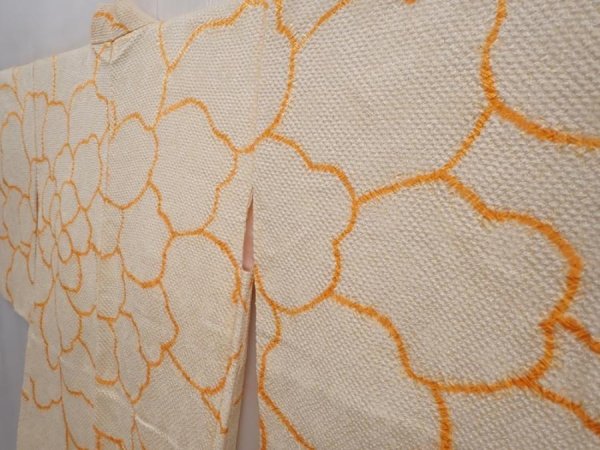 Photo2: 6121T01z670 Vintage Japanese Kimono Silk SHIBORI HAORI Big peony (2)