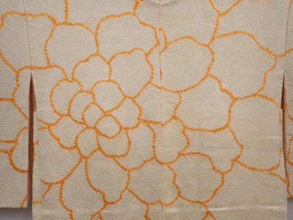 Photo3: 6121T01z670 Vintage Japanese Kimono Silk SHIBORI HAORI Big peony (3)