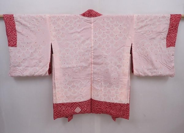 Photo6: 6121T02z440 Vintage Japanese Kimono Silk SHIBORI HAORI  Wine red (6)