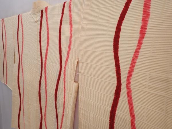 Photo2: 6121T03z560 Vintage Japanese Kimono Silk HAORI Tatewaku Light orange (2)