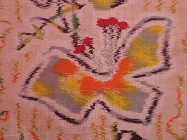 Photo4: 6121T04z340 Vintage Japanese Kimono Silk MEISEN HAORI Flower Dark salmon (4)