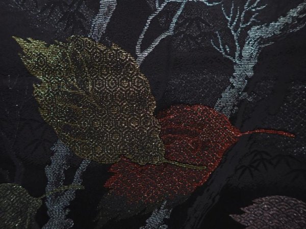 Photo4: 6121T05z520 Vintage Japanese Kimono Silk HAORI Branch Black (4)
