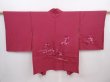 Photo1: 6121T06z560 Vintage Japanese Kimono Silk HAORI Flower Wine red (1)