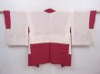 Photo8: 6121T06z560 Vintage Japanese Kimono Silk HAORI Flower Wine red (8)