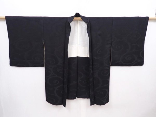 Photo6: 6121T07z620 Vintage Japanese Kimono Silk HAORI Karakusa Black (6)