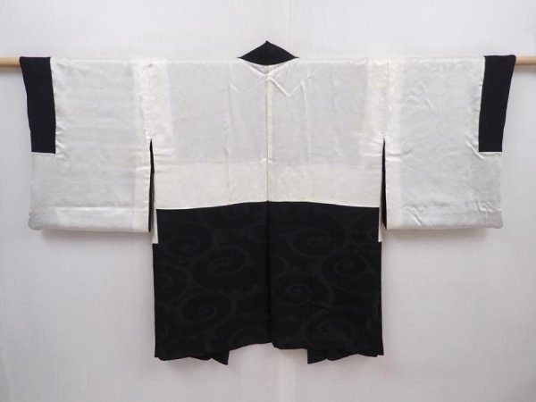 Photo7: 6121T07z620 Vintage Japanese Kimono Silk HAORI Karakusa Black (7)