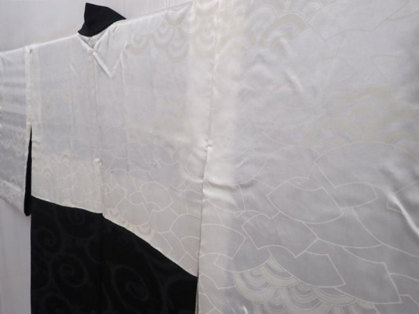 Photo8: 6121T07z620 Vintage Japanese Kimono Silk HAORI Karakusa Black (8)