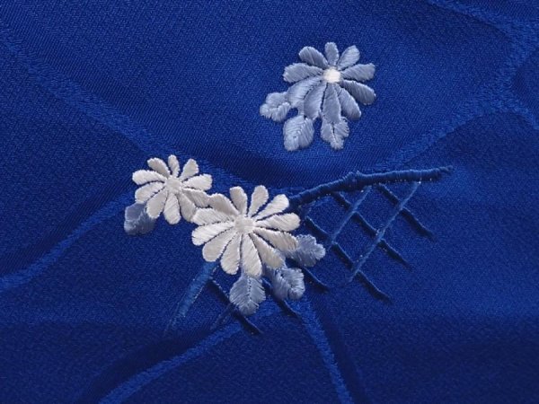 Photo4: 6121T08z500 Vintage Japanese Kimono Silk HAORI Folding fan Dark blue (4)
