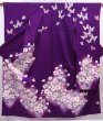 Photo1: 6121T10z1050 Vintage Japanese Kimono Silk FURISODE Butterfly Grape (1)