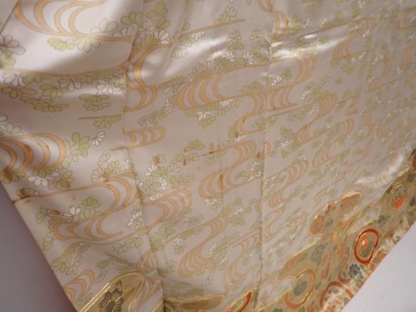 Photo3: 6121T12z1350 Vintage Japanese Kimono Silk FURISODE Flowers Sand beige (3)