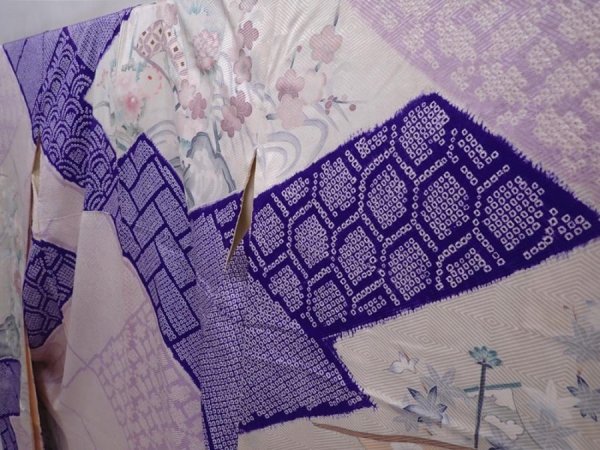 Photo2: 6121T13z1180 Vintage Japanese Kimono Silk FURISODE Ship Light purple (2)