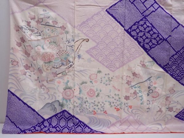 Photo5: 6121T13z1180 Vintage Japanese Kimono Silk FURISODE Ship Light purple (5)