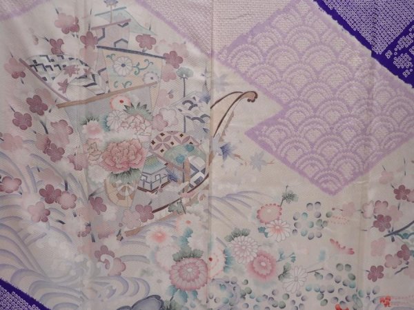 Photo8: 6121T13z1180 Vintage Japanese Kimono Silk FURISODE Ship Light purple (8)