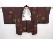 Photo5: 6126T01z570 Vintage Japanese Kimono Silk HAORI  Dark brown (5)