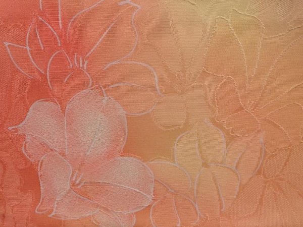 Photo5: 6126T02z540 Vintage Japanese Kimono Silk HAORI Flower Orangered (5)