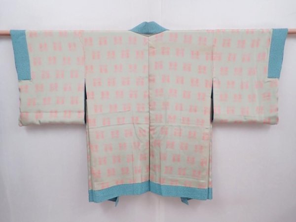Photo6: 6126T03z470 Vintage Japanese Kimono Silk HAORI  Light blue (6)