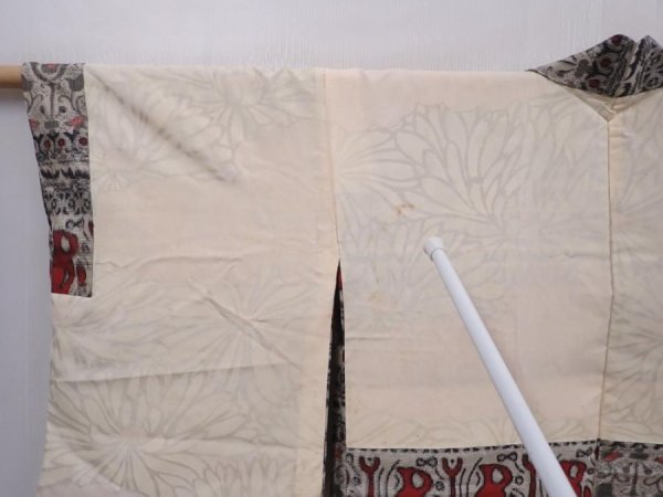 Photo8: 6126T05z480 Vintage Japanese Kimono Silk OSHIMA HAORI  Sand beige (8)