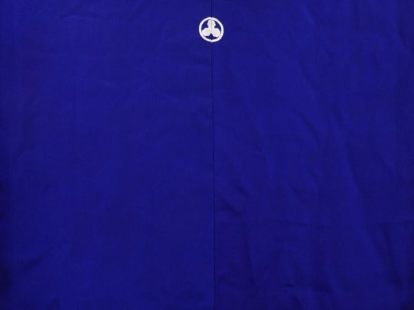 Photo3: 6126T06z460 Vintage Japanese Kimono Silk Kids HAORI Plain Dark lavender blue (3)