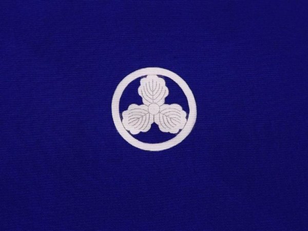 Photo5: 6126T06z460 Vintage Japanese Kimono Silk Kids HAORI Plain Dark lavender blue (5)