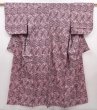 Photo1: 6126T08z900 Vintage Japanese Kimono Synthetic TSUMUGI Flowers Pink (1)