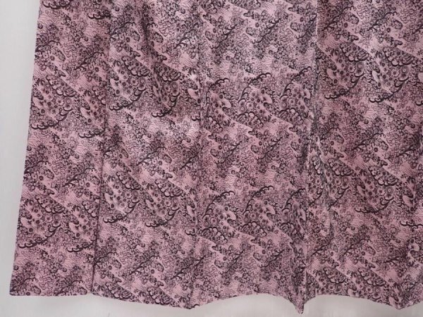 Photo4: 6126T08z900 Vintage Japanese Kimono Synthetic TSUMUGI Flowers Pink (4)