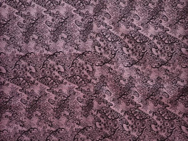 Photo5: 6126T08z900 Vintage Japanese Kimono Synthetic TSUMUGI Flowers Pink (5)