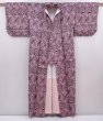 Photo8: 6126T08z900 Vintage Japanese Kimono Synthetic TSUMUGI Flowers Pink (8)