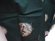Photo3: 6126T09z730 Vintage Japanese Kimono Silk OMESHI  Dark green (3)